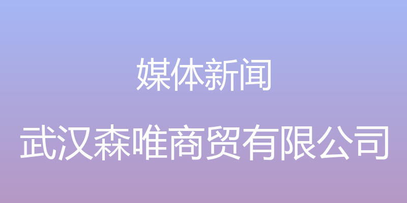 媒体新闻 - 武汉森唯商贸有限公司