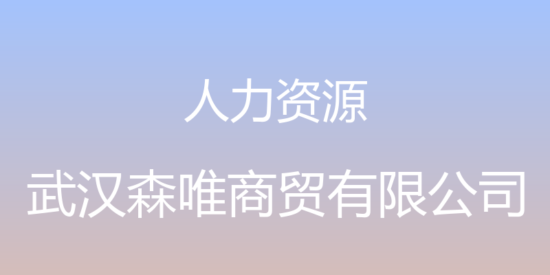 人力资源 - 武汉森唯商贸有限公司